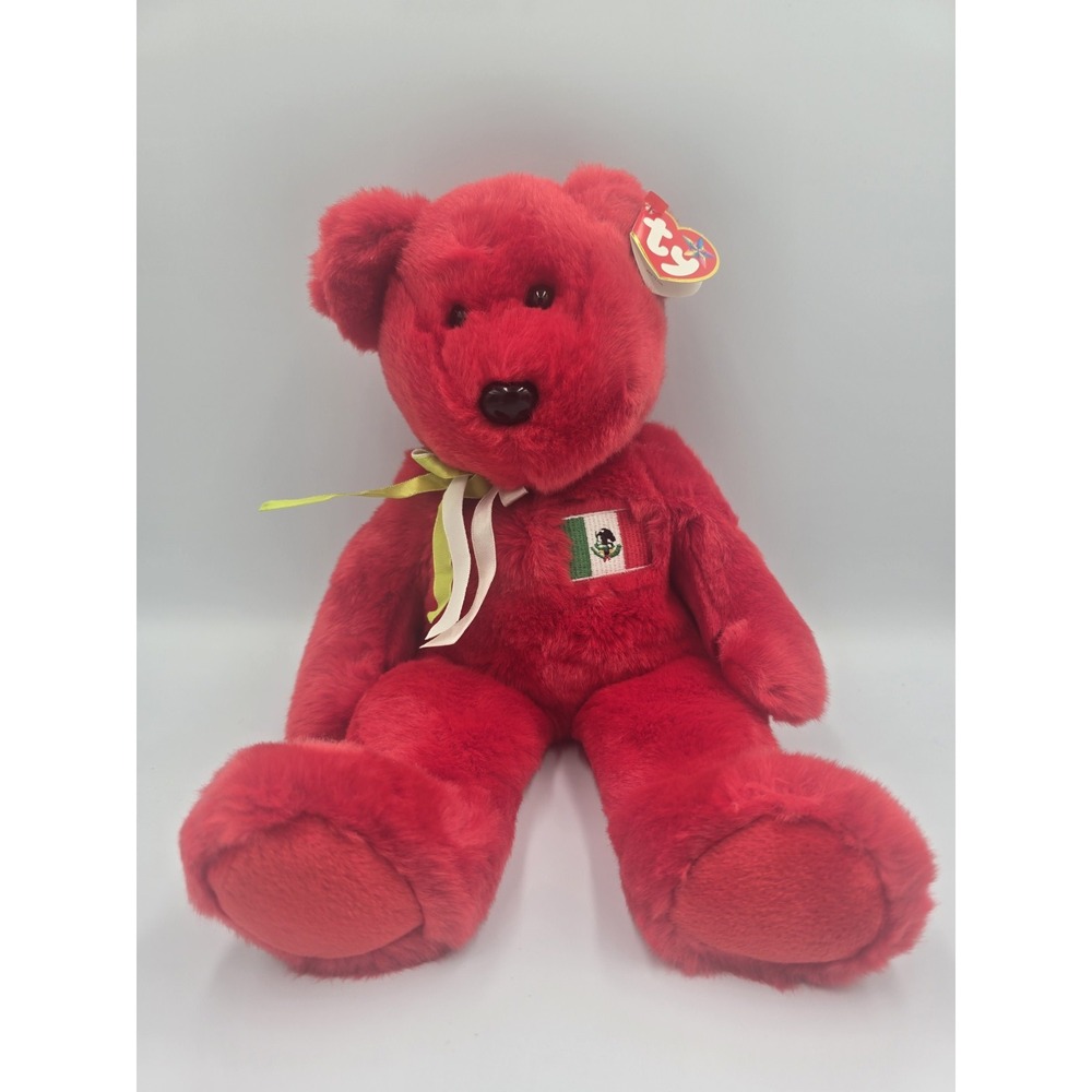 Ty Osito 1999 Beanie‎ Baby Bear Red Mexico Flag Large 14 Inch Plush Toy NWT